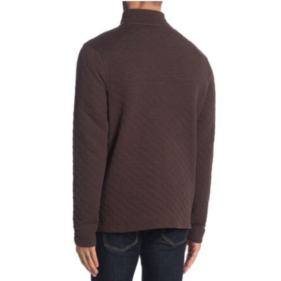 Tailor Vintage Brown Quarter Zip Sweatshirt XL Quilted Jacket Cotton $118 NEW - Picture 2 of 6